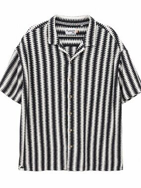 Huntington BC Baja Camp Shirt 5XL Black White Jacquard Resort